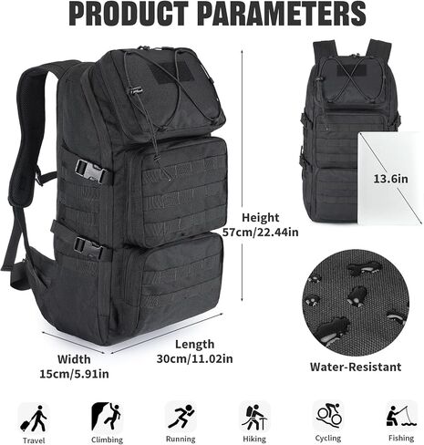 G-raphy 45L Tactical Backpacks for Men, Molle Hiking Daypack, Large Military Camping Trekking Daypack Bug Out Bag in Saudi Arabia