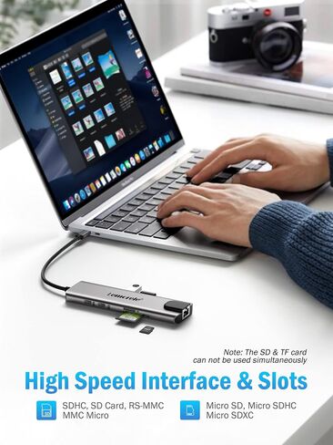 Lemorele USB C Hub Multiport Adapter 9 in 1 w/Gigabit Ethernet, 100W PD, HDMI 4K, 3 USB 2.0, 5Gbps USB C Data Port, SD/TF Card Reader, Dongle Docking Station for MacBook Lenovo HP Dell Laptops in Kuwait