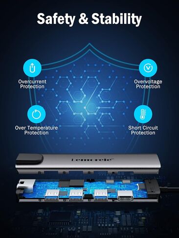 Lemorele USB C Hub Multiport Adapter 9 in 1 w/Gigabit Ethernet, 100W PD, HDMI 4K, 3 USB 2.0, 5Gbps USB C Data Port, SD/TF Card Reader, Dongle Docking Station for MacBook Lenovo HP Dell Laptops in Kuwait