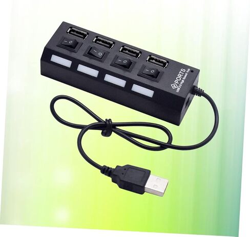USB Hub 4-Port Splitter Independent Controls for Computers and Laptops USB 2.0 Device Connector Black in Saudi Arabia