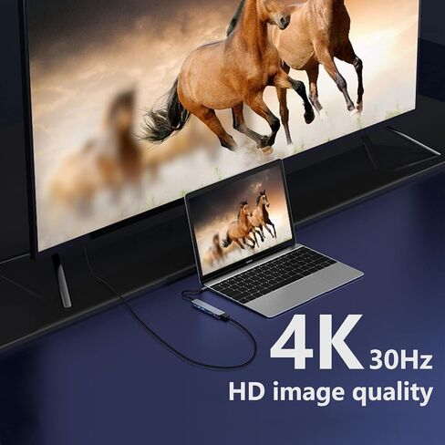 7-in-1 USB C Hub: 4K@30Hz HDTV, USB 3.0/2.0, Type C, SD/TF, PD100W Charging, Compatible with MacBook, iPad, Dell, HP, Samsung, Huawei in Saudi Arabia