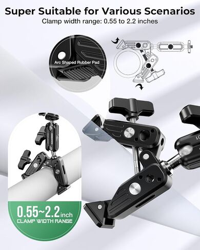 CAMBOFOTO Super Clamp Camera Clamp Mount, 360° Dual Ball Head Magic Arm in Saudi Arabia