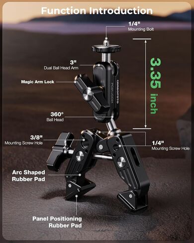 CAMBOFOTO Super Clamp Camera Clamp Mount, 360° Dual Ball Head Magic Arm in Saudi Arabia