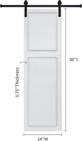 2-Panel Cottage Style Door 3/4" Thick 14 in. x 80 in. MDF White Barn Sliding Door with Hardware kit, Milk White in Kuwait