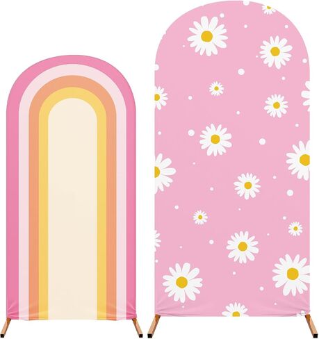 2 Sets Daisy Arch Backdrop Cover Wedding Rainbow Pink in Kuwait