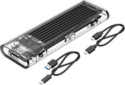 Transparent NVMe M.2 Enclosure Black, USB 3.1 Gen 2 Type-C 10Gbps, Tool-Free, UASP Trim, JMS583, for PCIe NVMe M-Key 2230/2242/2260/2280 SSD up to 2TB, Windows macOS Linux in Saudi Arabia