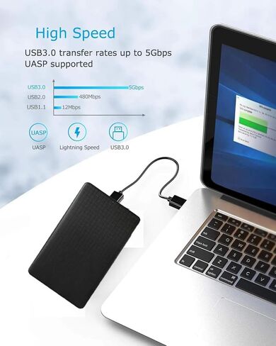 2-Pack 2.5 Inch Hard Drive Enclosure USB 3.0, SATA III External HDD SSD Case, UASP, 5Gbps, Smart Sleep, Dual LED, 7mm/9.5mm, Tool-Free, for WD Seagate Toshiba Samsung Hitachi in Saudi Arabia