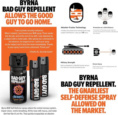 Byrna BGR Pepper Spray - Maximum Stopping Power | Attacker Tracker UV Marking DYE Technology | Military Strength Self-Defense Stream Spray (30 Foot Range) - 1 LB in Saudi Arabia