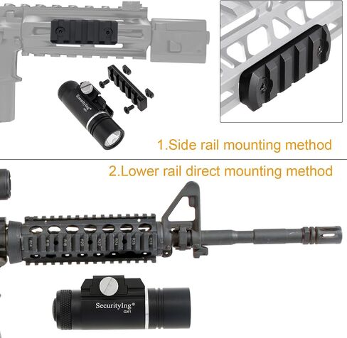 SecurityIng 320LM Compact Rail Mounted Light, IPX8 Waterproof Mini Tactical Flashlight, with Rechargeable Battery & Mount for Standard Picatinny MIL-STD-1913 Rails in Saudi Arabia