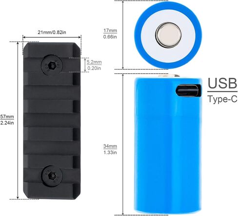 SecurityIng 320LM Compact Rail Mounted Light, IPX8 Waterproof Mini Tactical Flashlight, with Rechargeable Battery & Mount for Standard Picatinny MIL-STD-1913 Rails in Saudi Arabia