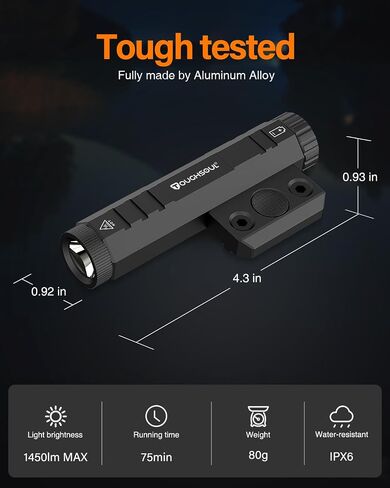 TOUGHSOUL Mlok Flashlight 1450 Lumen with Momentary Strobe Function in Saudi Arabia