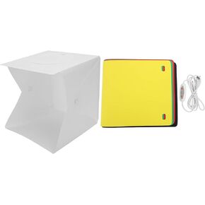 صندوق تصوير ضوئي ناعم مقاس 20 سم، صندوق إضاءة محمول قابل للطي مع 6 خلفيات ملونة و40 شريحة LED و10 مستويات سطوع لمجوهرات المنتجات الصغيرة in Kuwait