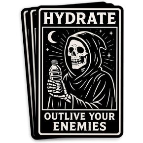 (3Pcs-2") Hydrate Outlive Your Enemies Sticker Edgy Gothic Skeleton Dark Humor Meme Die-Cut Waterproof Vinyl Sticker for Laptop Water Bottle Phone Cars Kindle Decal Stuff Gifts for Her Him 2 Inches in Saudi Arabia