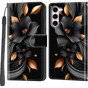 Case Wallet for Samsung Galaxy S23, Black Flower in Saudi Arabia