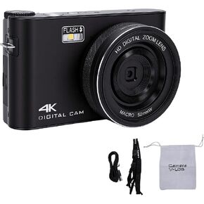 64MP 4K Digital Camera, 3 Inch TFT Touch LCD Screen Auto Focus Vlogging Camera with 18X Zoom LED Flash 5 White Balance Modes, for Photography Video Recording (Black) in Saudi Arabia