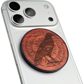 Carveit Wood Magnetic Phone Holder, (The Haloed Crow - Walnut) in Saudi Arabia