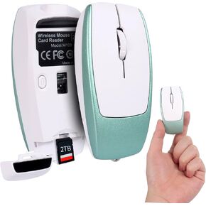 elec Space Mini Bluetooth Wireless Mouse with TF Card Reader, Rechargeable, Silent Click, Portable for Laptop, PC, Travel, Office & Home Use (Green) in Saudi Arabia