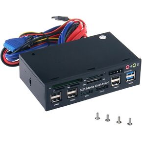 5.25 بوصة لوحة أجهزة الكمبيوتر الأمامية لوحة وسائل الإعلام USB 3.0 قارئ بطاقة محور الصوت in Kuwait
