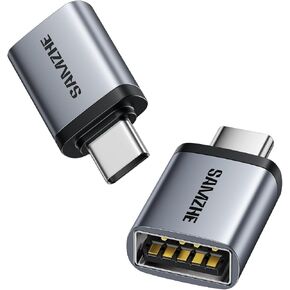 SAMZHE USB C to USB Adapter Pack of 2, USB 3.2 Female to Thunderbolt 4/3 Adapter Compatible with MacBook Pro Air 2024, Surface, iPad, iPhone, Galaxy Notebook, XPS and More Type C Devices, Space Grey in Kuwait
