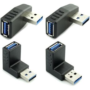 4Pcs USB 3.0 Extension Adapter 90 Degree Elbow Black in Saudi Arabia