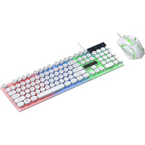 Colorful LED Backlit Gaming Keyboard and Mouse Combo Wired USB, 104 Key 6 Key Anti Ghosting Keyboard, Steam Punk Keycaps Combo for PC & Laptop (Black) in Saudi Arabia