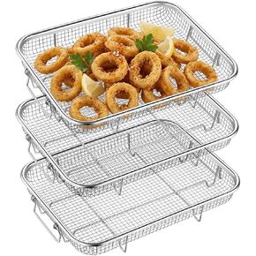 Leonyo 7.7IN Square Metal Small Wire Air Fryer Rack Basket Set, 3 Pack in Saudi Arabia