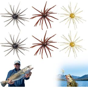 Soft Plastic Bass Fishing Lures, 6PCS Floating Creature Bait with Tentacle Design, TPR Finesse Bait for Drop Shot Rig, Wacky Rig and Neko Rig, Slow Sinking Freshwater Fishing Lure in Saudi Arabia