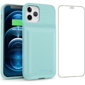 حافظة بطارية لهاتف iPhone 12/12 Pro، غطاء شاحن ممتد واقٍ عالي السعة 10800 مللي أمبير في الساعة، حافظة شحن محمولة رفيعة للغاية لحزمة بطارية iPhone 12/12 Pro (6.1 بوصة) (أسود) in Kuwait