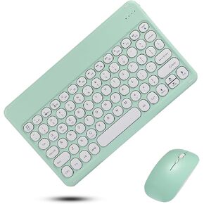 Portable Mini Bluetooth Keyboard and Mouse Set, Round Keycap，Rechargeable Keyboard Battery Mouse, Wireless Keyboard Mouse Combo for Tablet Phone Windows Office Travel (Blue) in Saudi Arabia