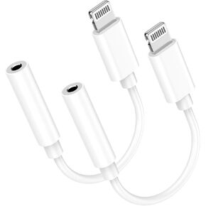 [Apple MFi Certified]2 Pack iPhone Headphone Adapter,Lightning to 3.5 mm Headphone/Earphones Dongle Jack Adapter Audio Aux Cable Converter Compatible with iPhone14 13 12 11 XS XR X 8 7 Support All iOS in Saudi Arabia