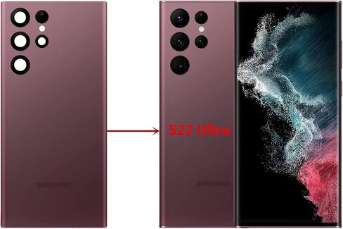 Galaxy S22 Ultra Back Glass Cover Waterproof Housing Door with Camera Glass Lens and Tape Parts Replacement Compatible with Samsung Galaxy S22 Ultra S908 All Versions+ Tools (Burgundy) in Saudi Arabia