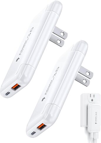 [2-Pack] Ultra Thin Flat USB Wall Charger 50W Dual Port USB C Charger Block in Saudi Arabia