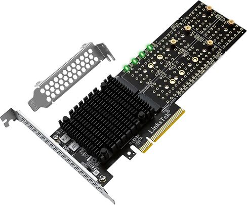 PCIE-PEX8747M8 PCIE 3.0 x8 Interface to 4-Port NVME M.2 SSD Expansion Card for Desktop PCs, Broadcom PLX PEX8747 PCIE Gen 3.0 Switch, 64Gb/s Bandwidth, On-Card PCIE Bifurcation, for Storage & Boot in Saudi Arabia
