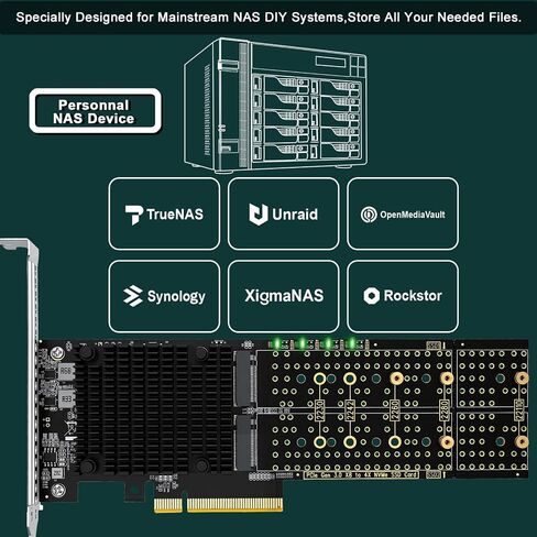 PCIE-PEX8747M8 PCIE 3.0 x8 Interface to 4-Port NVME M.2 SSD Expansion Card for Desktop PCs, Broadcom PLX PEX8747 PCIE Gen 3.0 Switch, 64Gb/s Bandwidth, On-Card PCIE Bifurcation, for Storage & Boot in Saudi Arabia