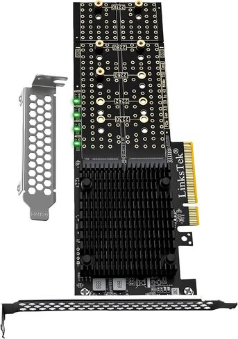 PCIE-PEX8747M8 PCIE 3.0 x8 Interface to 4-Port NVME M.2 SSD Expansion Card for Desktop PCs, Broadcom PLX PEX8747 PCIE Gen 3.0 Switch, 64Gb/s Bandwidth, On-Card PCIE Bifurcation, for Storage & Boot in Saudi Arabia