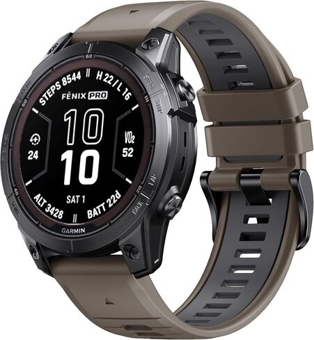 NotoCity for Fenix 7 Pro Band 22mm Width Fenix 6 Strap for Fenix 5/Fenix 7/Fenix 5 Plus/Fenix 6 Pro Soft Silicone Watch(Brown Dark-Gray) in Saudi Arabia