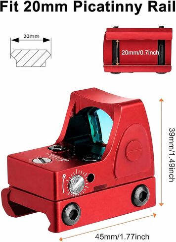 Gotical Mini Red Dot Reflex Sight, 2 MOA Red Dot Sight for Glock & RMR Cut Pistols, Includes Picatinny Rail Mount, 10 Brightness Levels, Shockproof Aluminum Tactical Optic, Red in Saudi Arabia