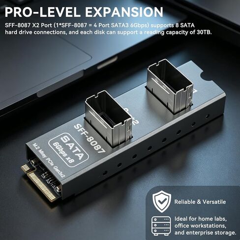 M.2 M Key to Dual SFF-8087 8-Port SATA 6Gbps HDD Expansion Card in Saudi Arabia