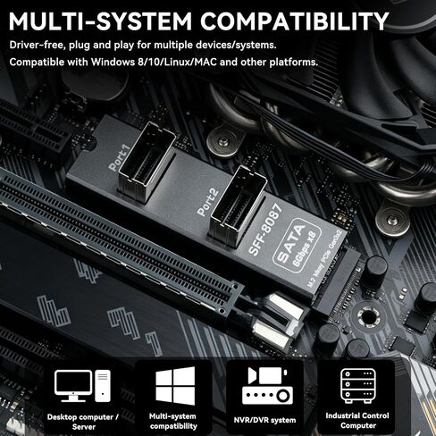 M.2 M Key to Dual SFF-8087 8-Port SATA 6Gbps HDD Expansion Card in Saudi Arabia