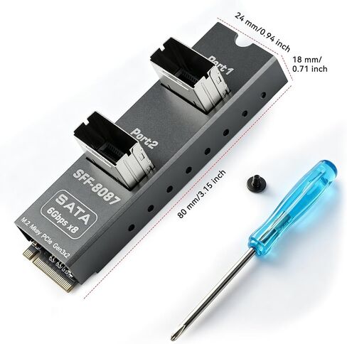 M.2 M Key to Dual SFF-8087 8-Port SATA 6Gbps HDD Expansion Card in Saudi Arabia