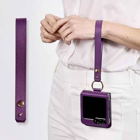 [BeYourSanta] Galaxy Z Flip 5 Case & Matching Wristlet Strap Bundle - Italian Vegan Leather - Persona Purple, Flip5 Bosco (3 Card Slots) in Saudi Arabia