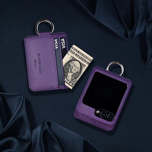 [BeYourSanta] Galaxy Z Flip 5 Case & Matching Wristlet Strap Bundle - Italian Vegan Leather - Persona Purple, Flip5 Bosco (3 Card Slots) in Saudi Arabia