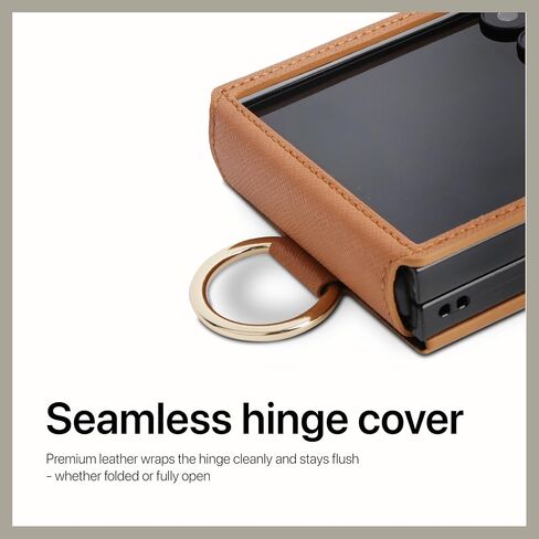[BeYourSanta] Galaxy Z Flip 7 Case & Matching Wristlet Strap Bundle - Avant-Garde Saffiano Vegan Leather - Coral Red, 3 Card Slots in Saudi Arabia