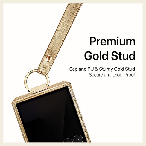 [BeYourSanta] Galaxy Z Flip 7 Case & Matching Wristlet Strap Bundle - Avant-Garde Saffiano Vegan Leather - Coral Red, 3 Card Slots in Saudi Arabia