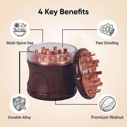 Manual Kitchen Spice Grinder, Aluminum Seasoning Grinder for Pepper, Chili, Rosemary & Dried Culinary Spices, Durable Metal Construction, Compact Kitchen Tool (dark brown) in Saudi Arabia
