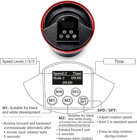 Automatic Film Processor, Electric Film Developing Kit, Precise Smart Timer Control, 2 Modes & 3-Speed Adjustment, for Black & White/Color Film Processing in Saudi Arabia