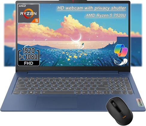 Lenovo IdeaPad Slim3 15.6" FHD Laptop, AMD Ryzen5 7520U, 8GB RAM, 512GB SSD in Saudi Arabia