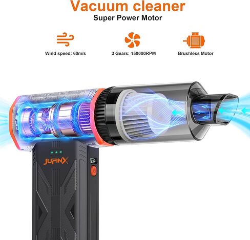 Compressed Air Duster-150,000RPM Super Power Electric Air Duster and Vacuum Cleaner & Bag Vacuum Sealer 3-in-1，for PC Keyboard Cleaning, Car Interior Cleaning. in Kuwait