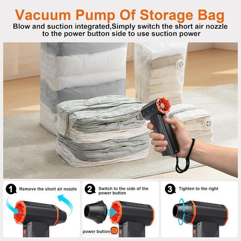 Compressed Air Duster-150,000RPM Super Power Electric Air Duster and Vacuum Cleaner & Bag Vacuum Sealer 3-in-1，for PC Keyboard Cleaning, Car Interior Cleaning. in Kuwait