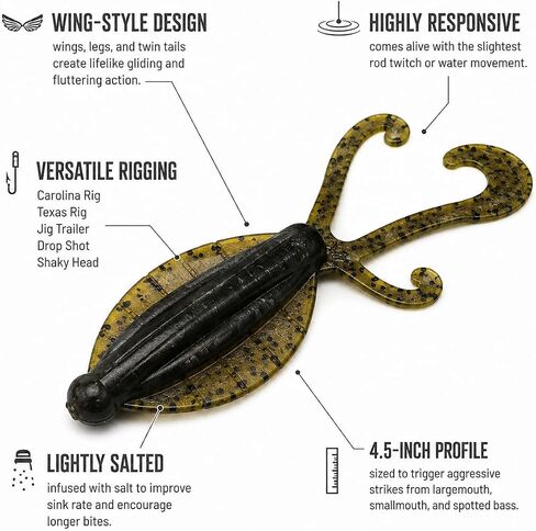Game Reaper Baits Instigator 4.5" Soft Plastic Creature Bass Fishing Lure Rig Jig Trailer Drop Shot Freshwater Tackle for Largemouth Smallmouth Spotted Bass in Saudi Arabia